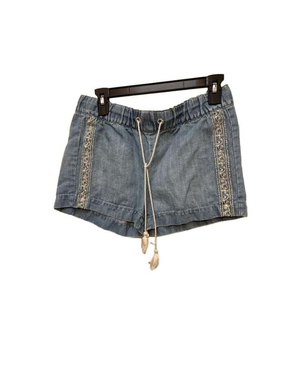 Loft Denim Shorts Size 0 Drawstring Embroidered